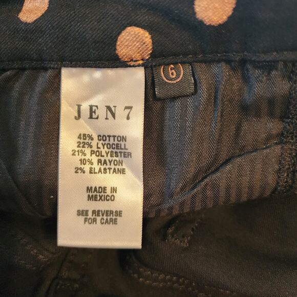 7 Seven for all mankind Black Copper Gold Metallic Polka-Dot Skinny Jeans Jen7 6 - Picture 7 of 7